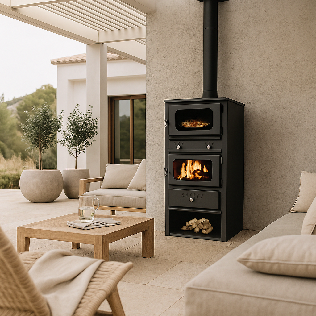 Estufa de leña con horno