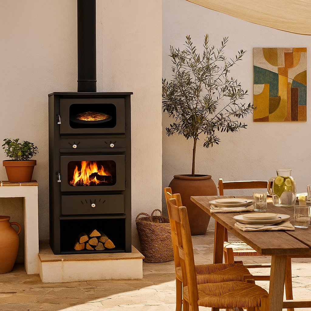 Estufa de leña con horno